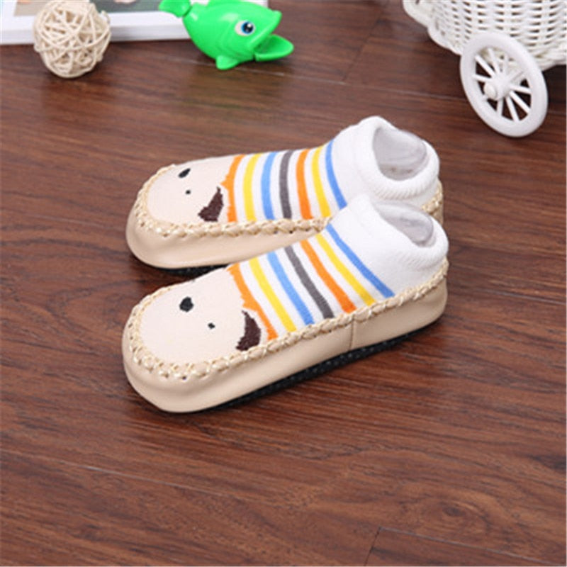 Non-Slip Baby Shoe Socks Leather Bumpers