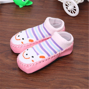 Non-Slip Baby Shoe Socks Leather Bumpers