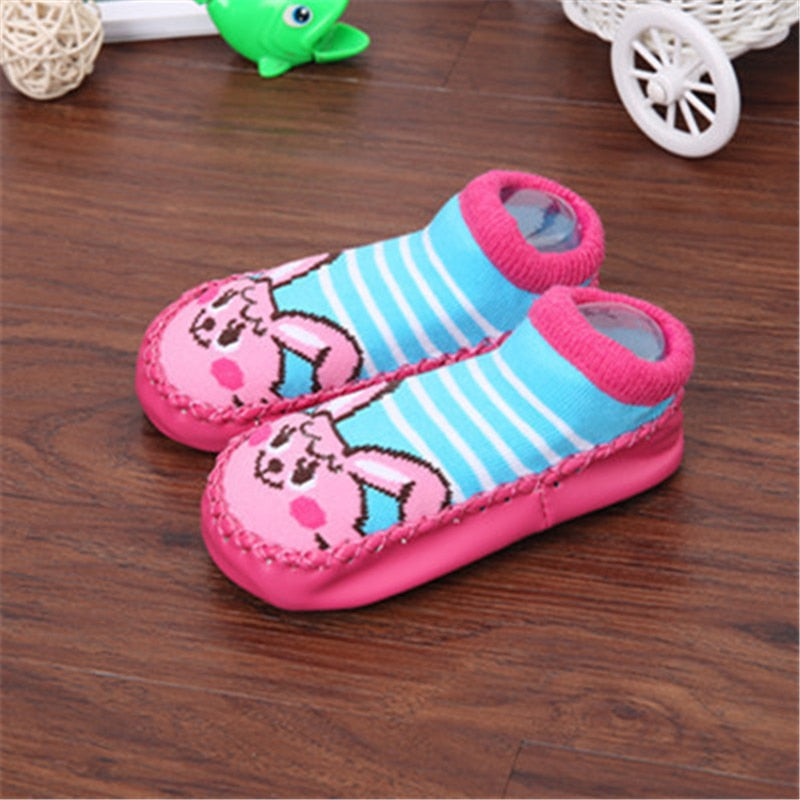 Non-Slip Baby Shoe Socks Leather Bumpers