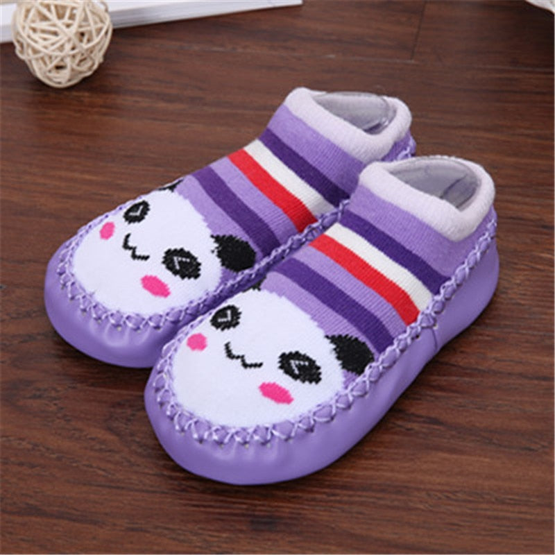 Non-Slip Baby Shoe Socks Leather Bumpers