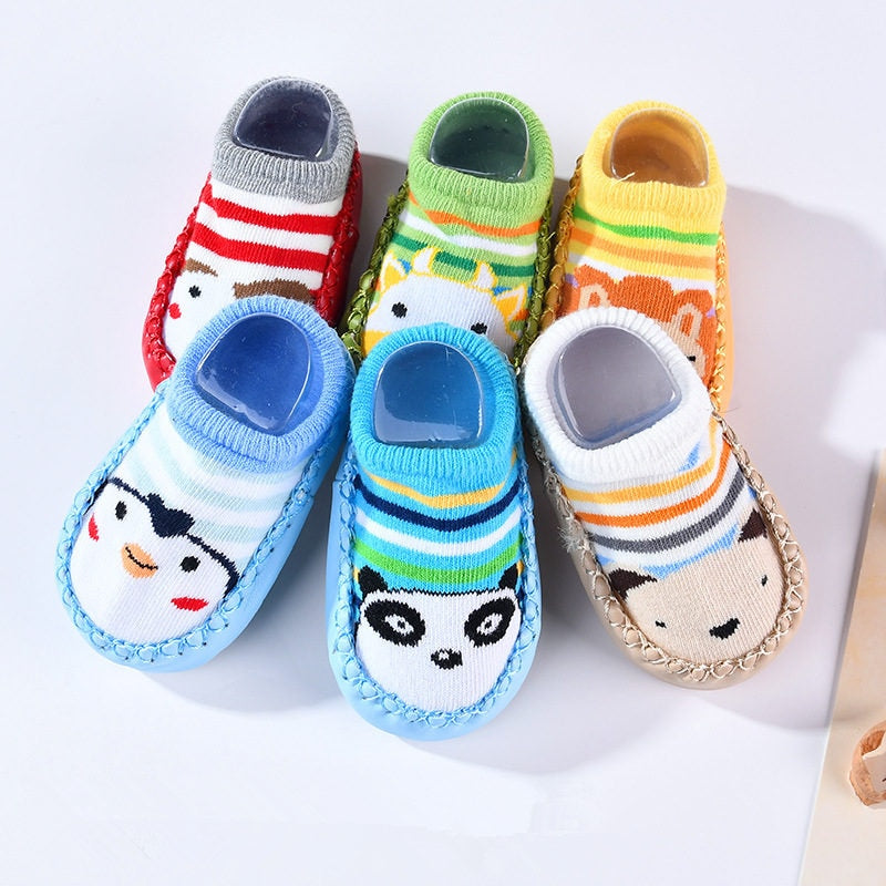 Non-Slip Baby Shoe Socks Leather Bumpers