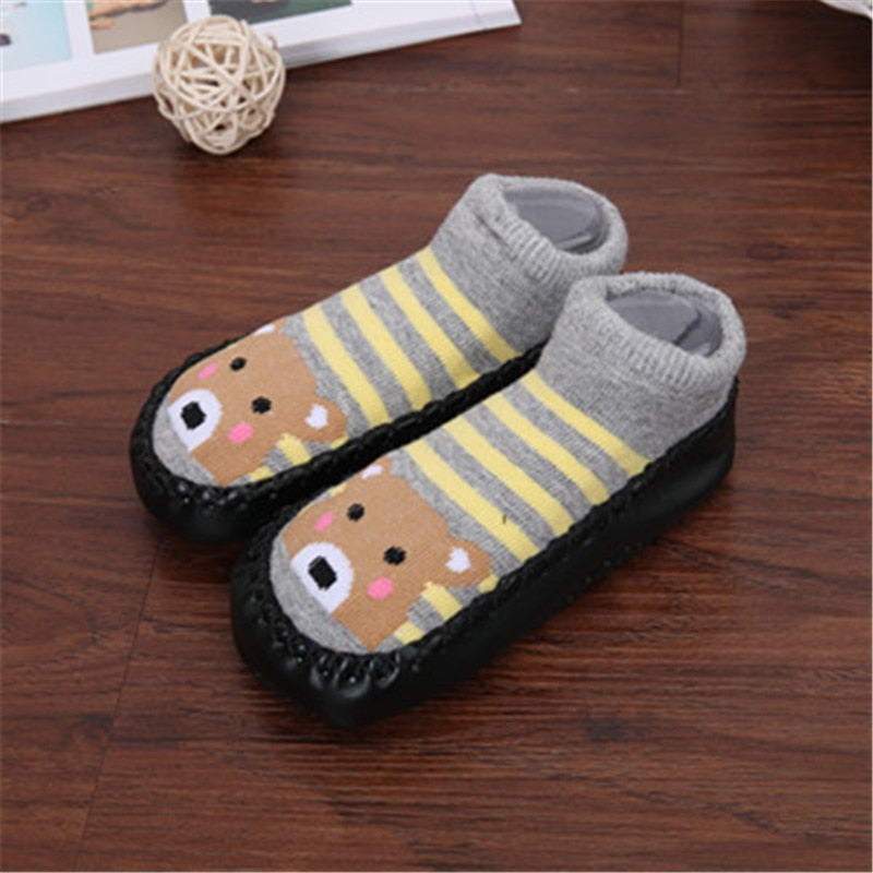 Non-Slip Baby Shoe Socks Leather Bumpers