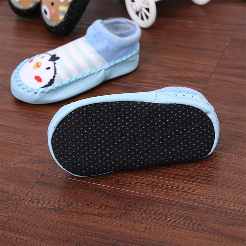 Non-Slip Baby Shoe Socks Leather Bumpers